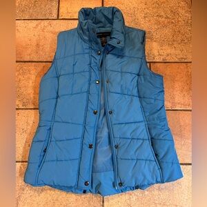 New York & Company Women’s Blue Puffer Vest Zip & Snap Closure Size Small